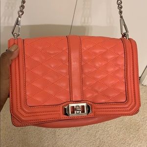 Rebecca Minkoff Quilted Love Crossbody Coral